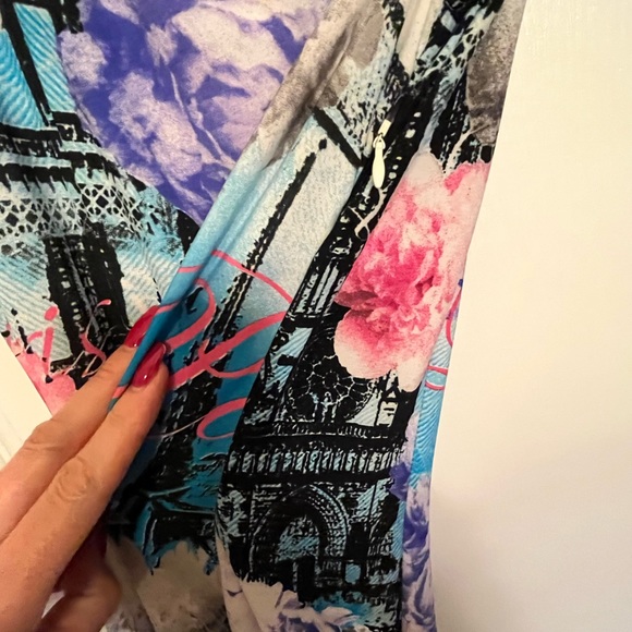 Floral midi dress , Paris theme size s/m - Picture 4 of 4